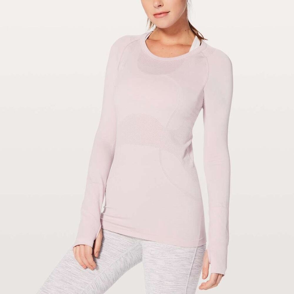 Lululemon Swiftly Tech Long Sleeve Crew Seamless Workout Top Pink Size 4